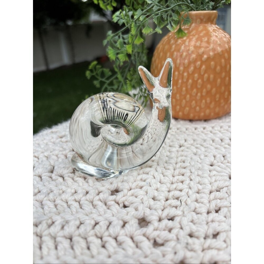 Vintage Murano Glass Snail Sculpture Paperweight Hand Made 6"X3.5"